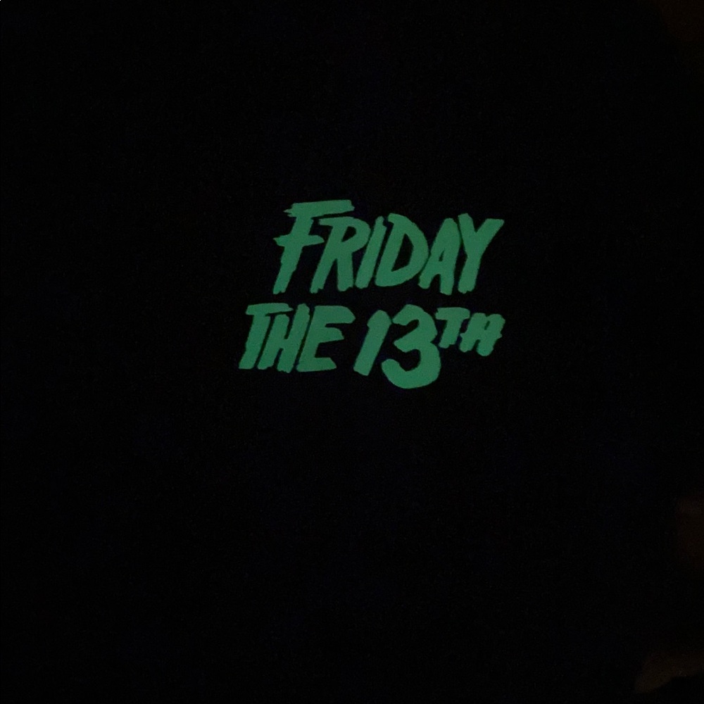 NEW!  DBL-SDED- FRIDAY THE 13TH- JASON VORHEES- *GLOW IN THE DARK TSHIRT*! - Picture 2 of 7